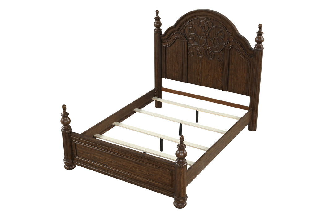Tuscany - Queen Panel Bed - Warm Mahogany