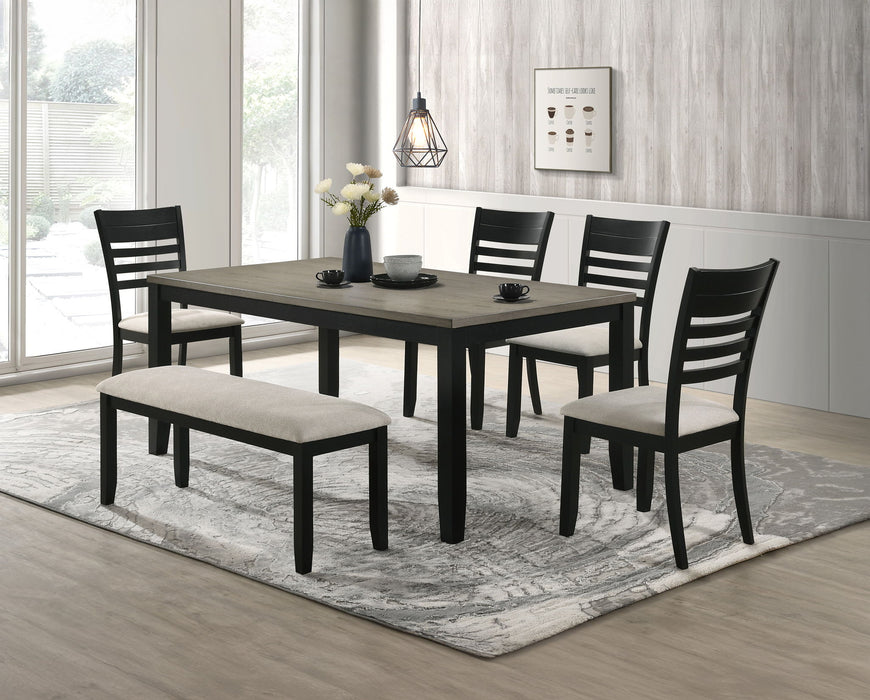 Folio - 6 Piece Dining Room Set - Light Brown / Black
