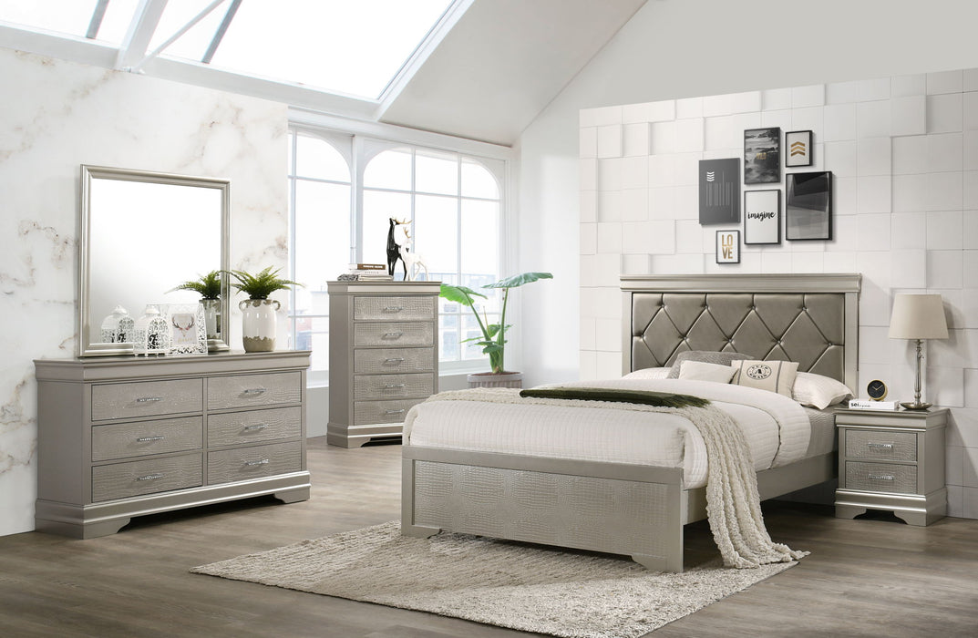 Amalia - California King Bed - Silver
