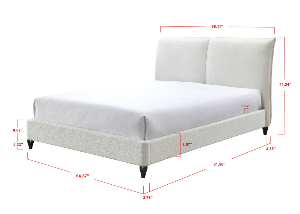 Jenn - Queen Upholstered Bed With Decking Board Set - White
