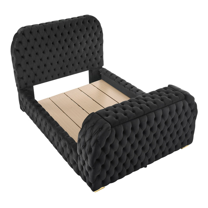 Natalia - King Upholstered Bed With Decking Board Set - Black