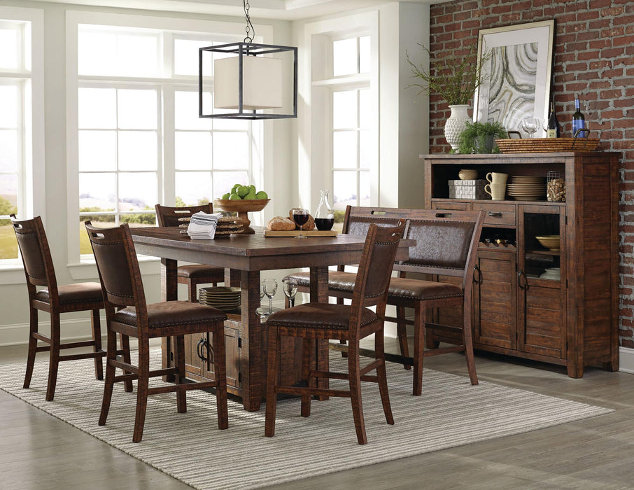 Jonah Counter Height Dining Set in Brown Pine Finish