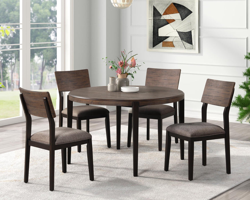 Black/Brown Round Dining Set W/ 4 Chairs