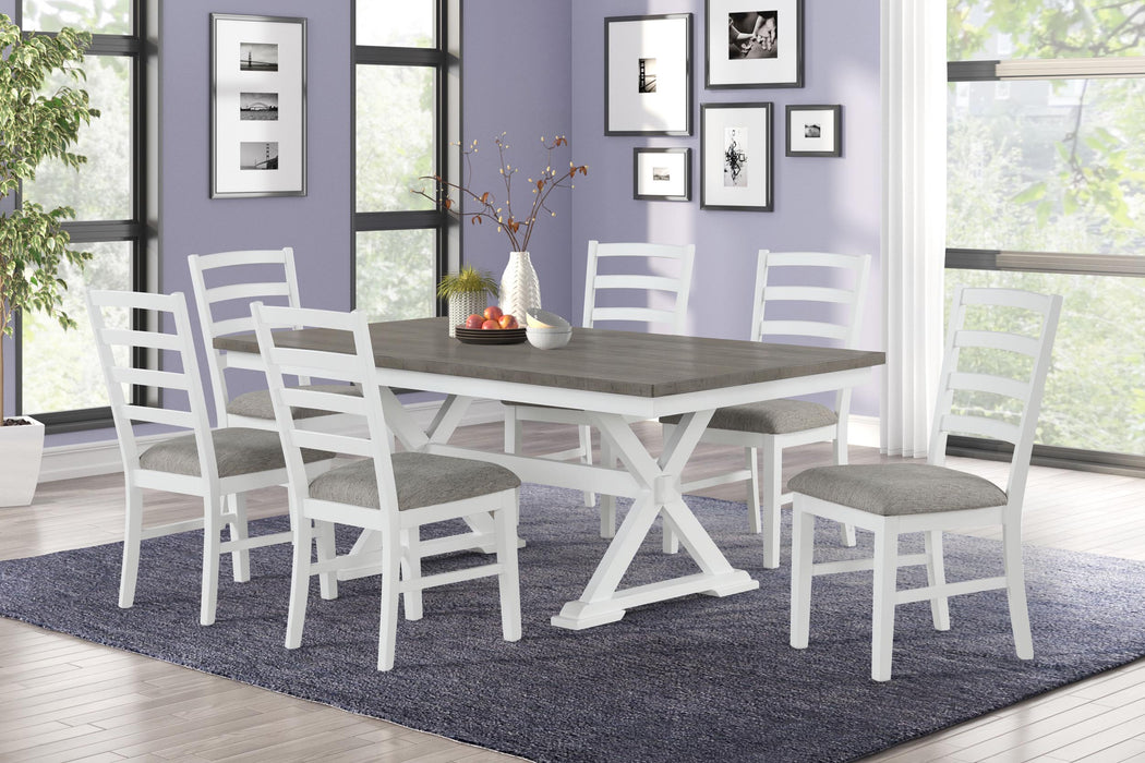 DIN8675DSET White & Light Grey 7pc Dining Set