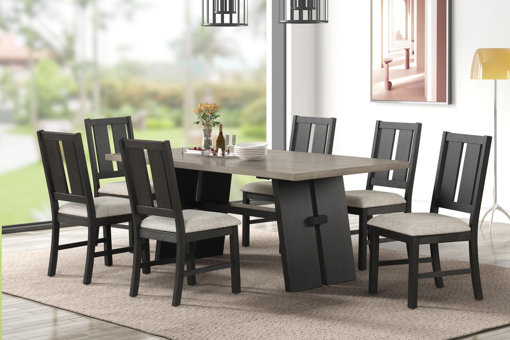 Black & Grey Dining Set w/ Table & 6 Chairs