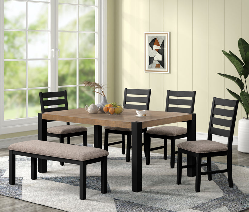 DIN9699DSET Black/ Brown 6pc Std Height Dinette Set