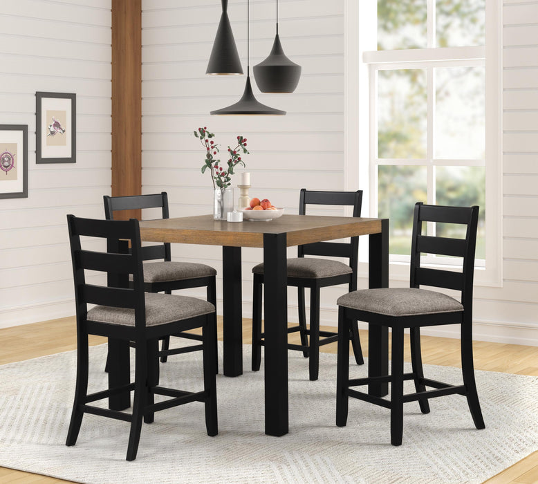 DIN9699PSET Black/ Brown Pub Table w/ 4 Chairs