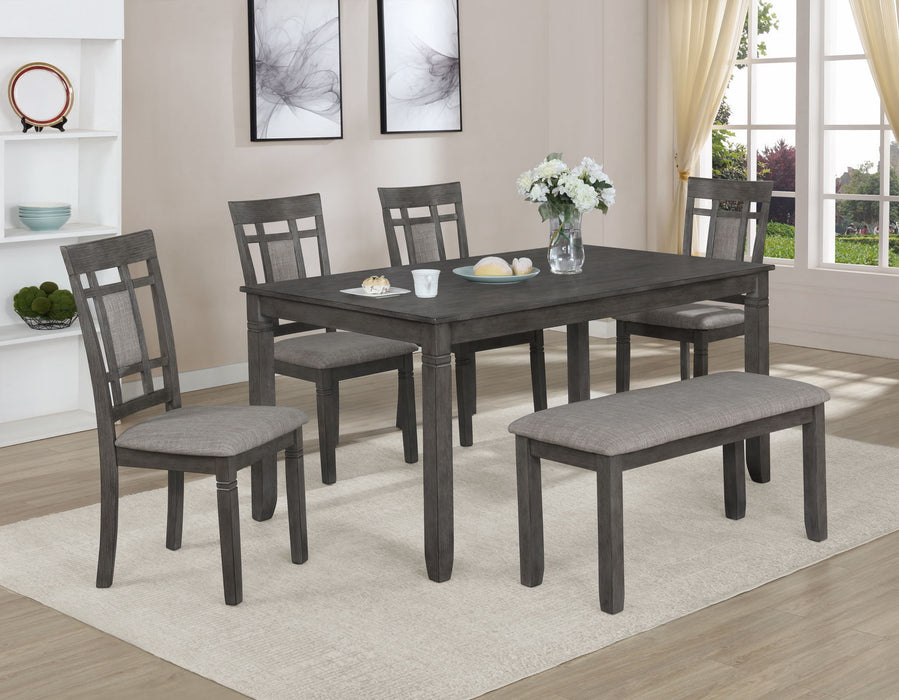 Paige - 6 Piece Dinette Set With Bench - Gray