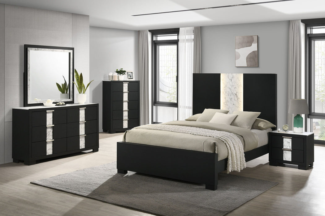 Rangley 5 Piece Bedroom Suite in Wood or Black finish