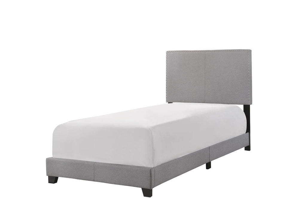Erin - Twin Nailhead Bed - Gray