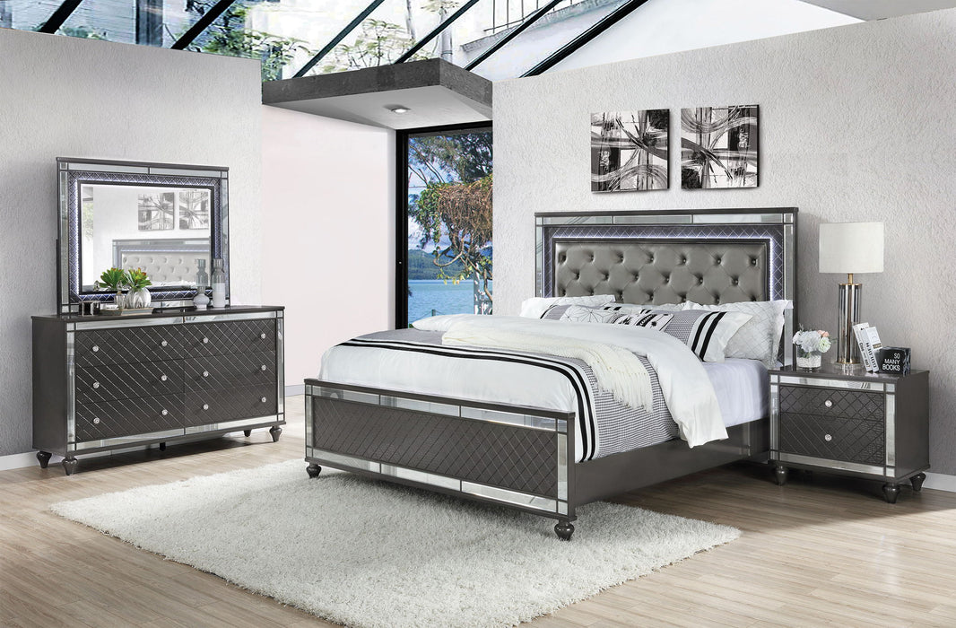 Refino - King 4 Piece Bedroom Set - Gunmetal