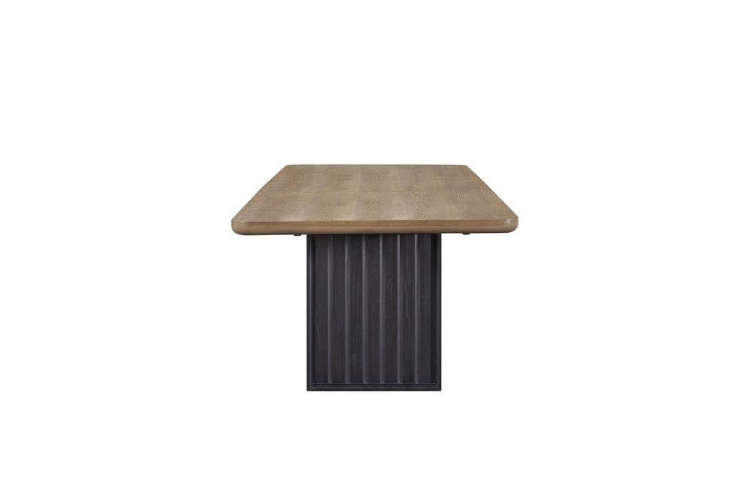 Elure - Double Pedestal Table With Leaf - Peppercorn / Light Brown