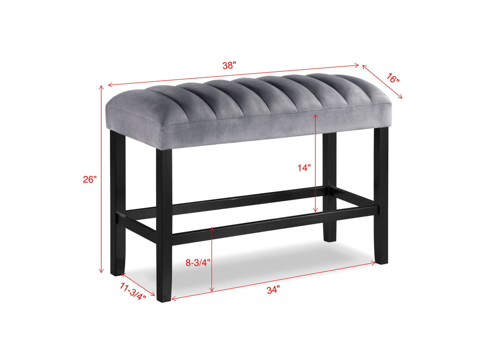 Pascal - Counter Height Bench - Pearl Silver