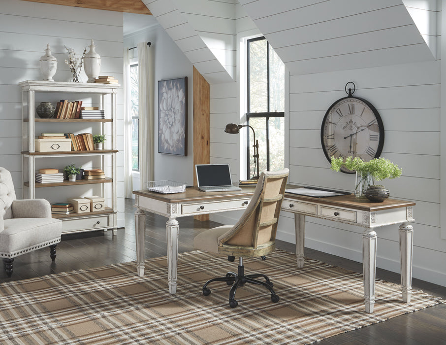 Realyn - Home Office L Shaped Desk - White / Brown