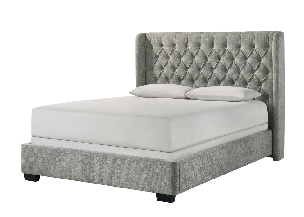Daphne - King Bed - Light Gray Tweed