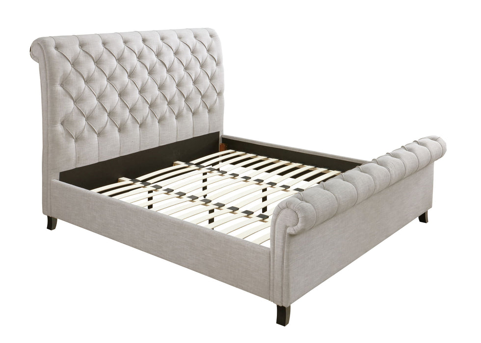 Kate - King Platform Bed - Light Gray Tweed