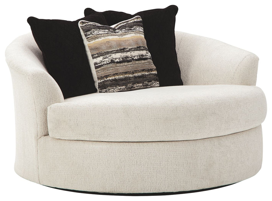 Cambri - Oversized Round Swivel Chair - Snow