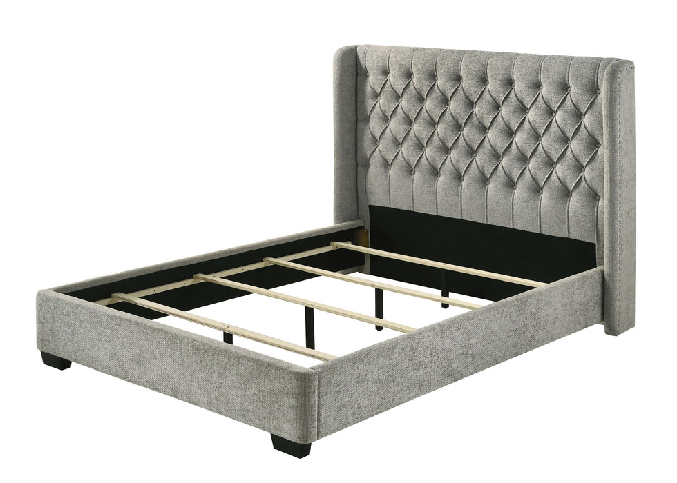 Daphne - King Bed - Light Gray Tweed