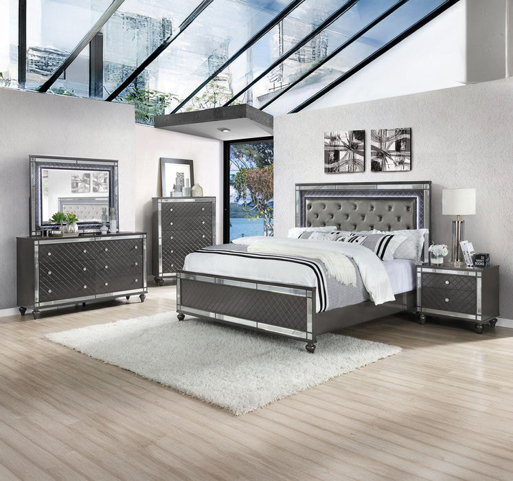 Refino - King 5 Piece Bedroom Set - Gunmetal