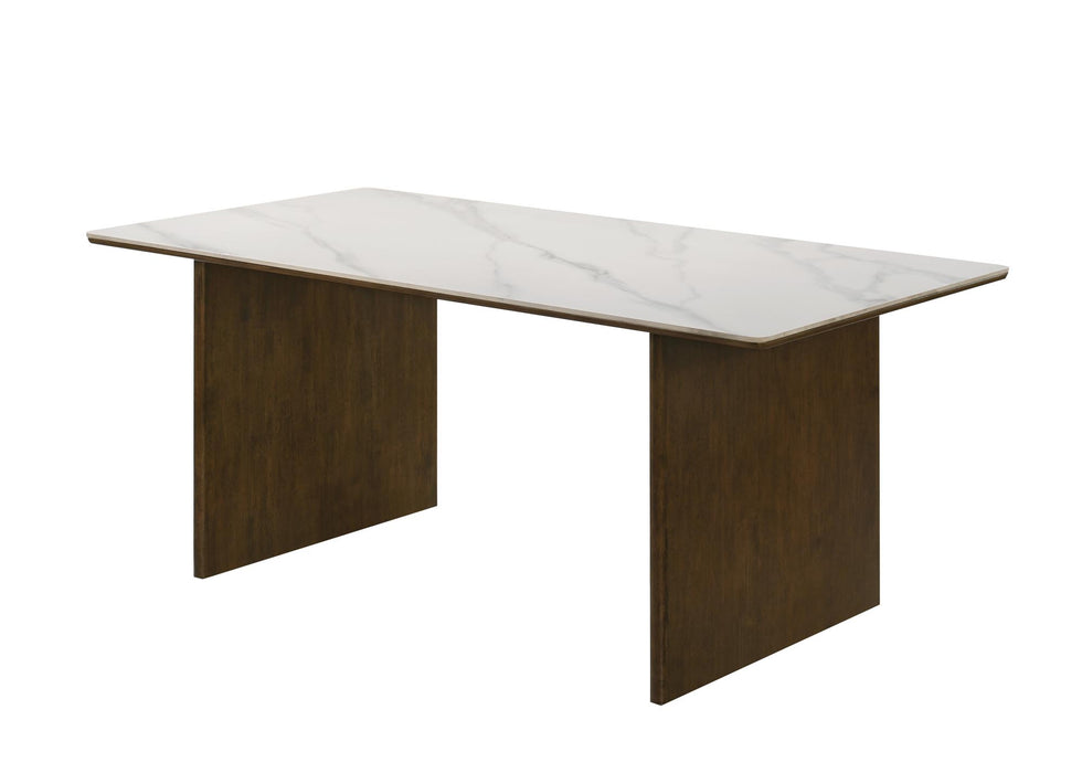 Dark Brown Marble Top Dinette w/6 Chairs