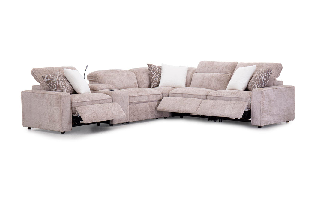 LR1001BR Kinston Brown Sectional w/ 3 2-Power Recliners
