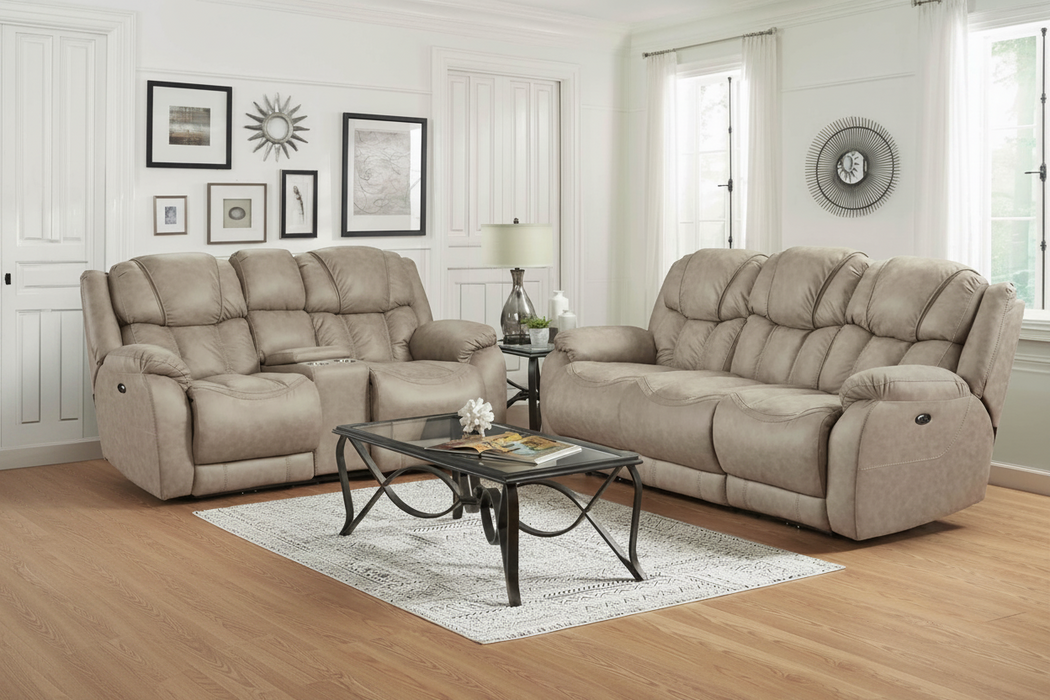 Light Beige Polished Microfiber Recliner