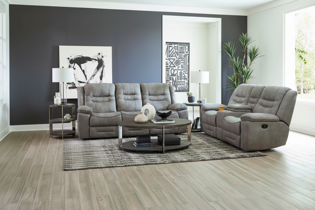 Grey Polished Microfiber Reclining Living Room Sets