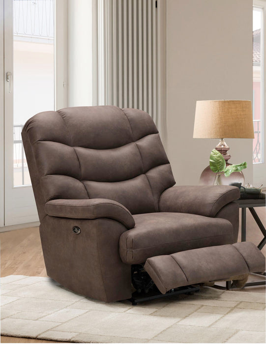 Coffee Polished Microfiber Big Man's Power  Wallsaver Recliner