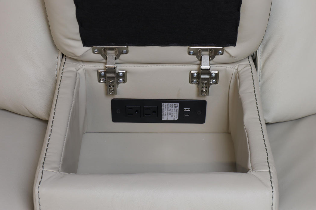 LR7594CM Cream Leather Power Motion Sectional