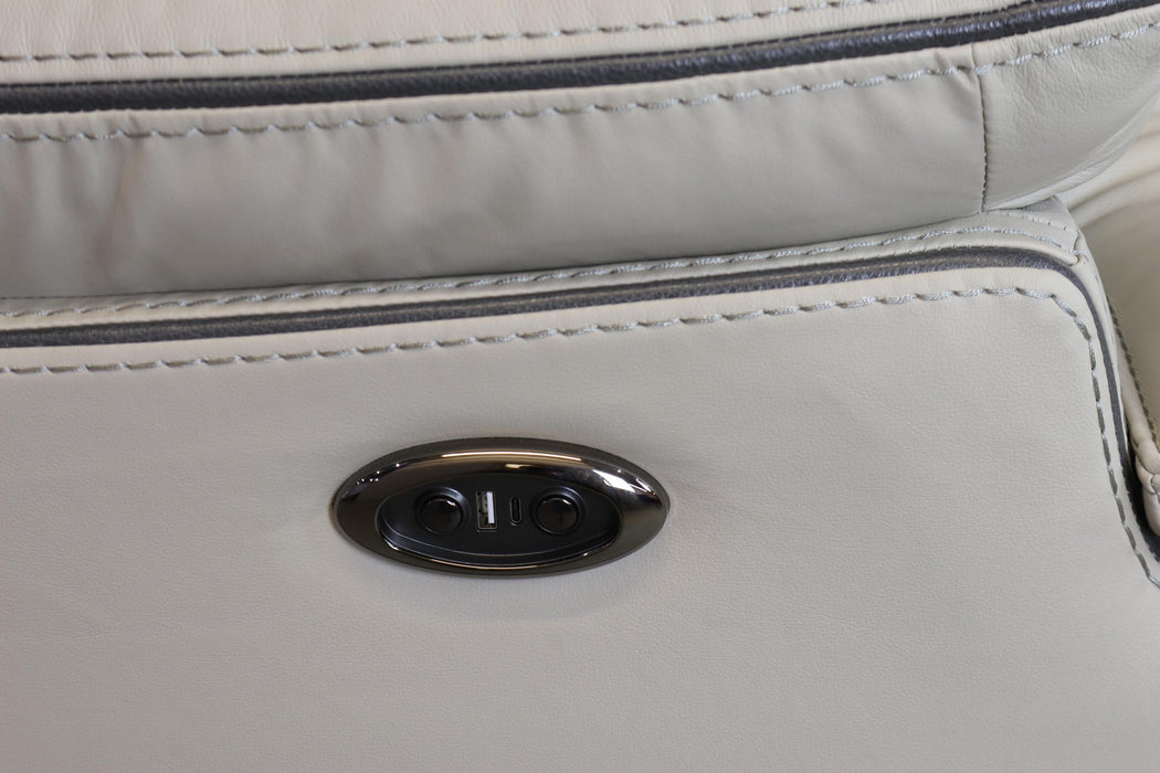 LR7594CM Cream Leather Power Motion Sectional