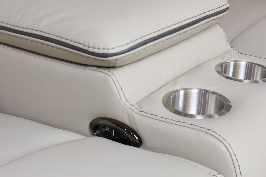 LR7594CM Cream Leather Power Motion Sectional