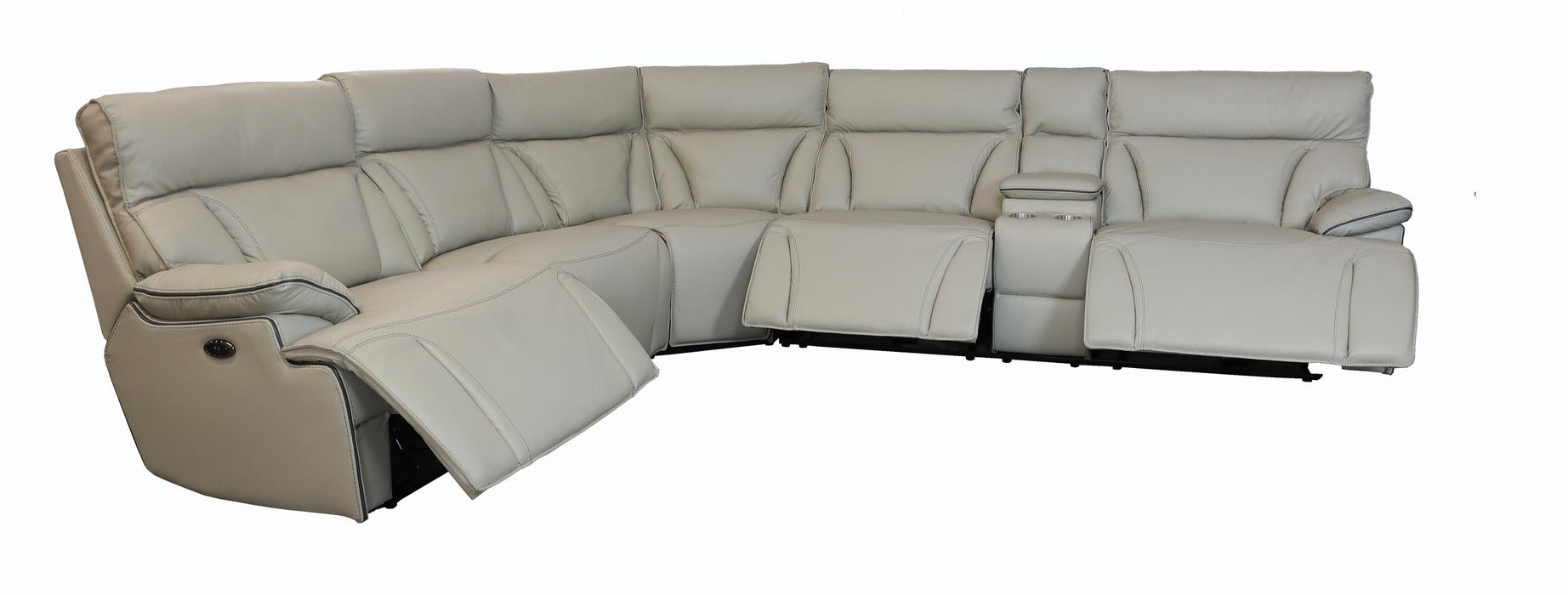 LR7594CM Cream Leather Power Motion Sectional