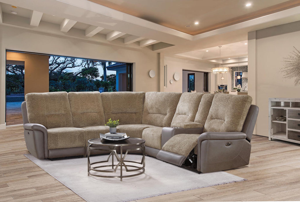 Montevallo 2-Tone Brown Power Sectional With 3 Recliners