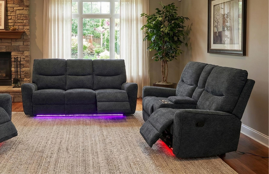 LR8003YAN Bono Anthracite Lighted Manual Reclining Living Room Sets