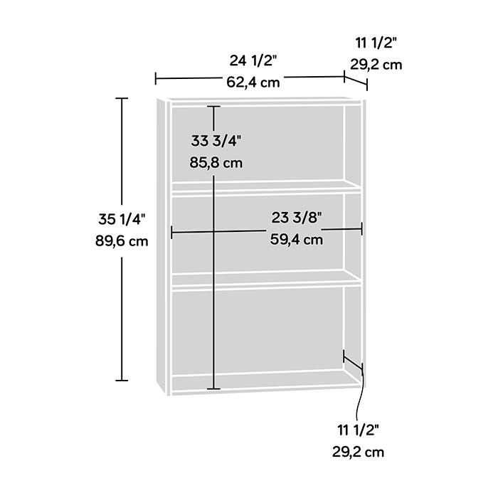 SA409086 RTA Cinnamon Cherry 3-Shelf Bookcase