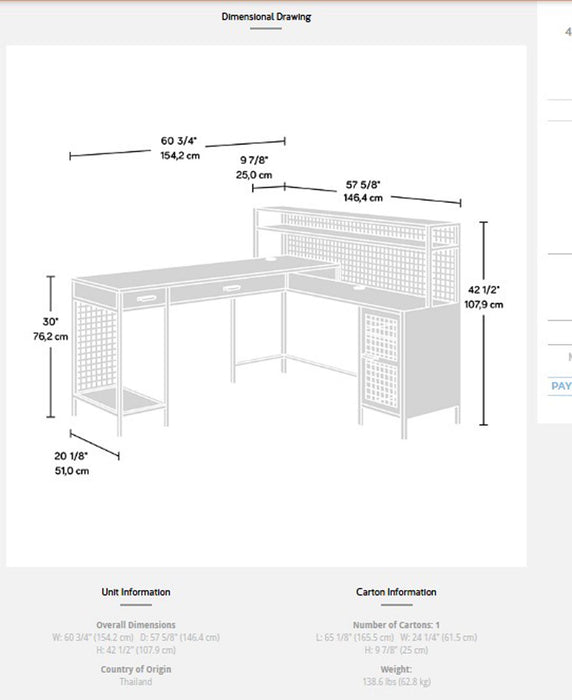 SA420650 Black L-Shaped Desk