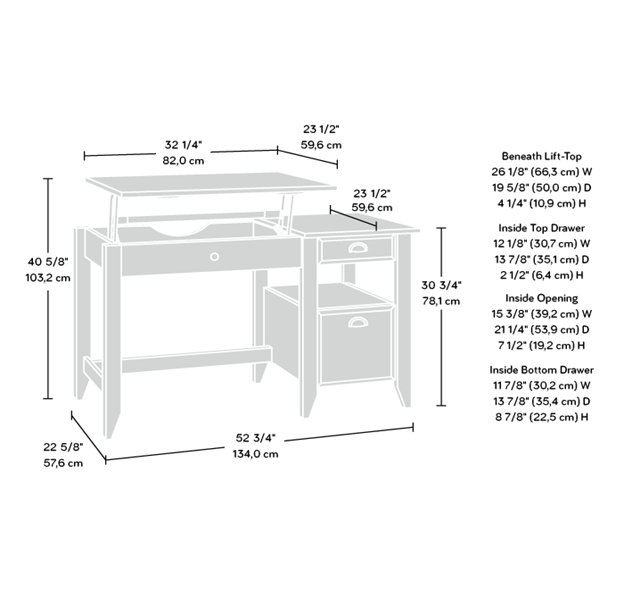 SA422378 RTA Jamocha Wood Lift-Top Desk