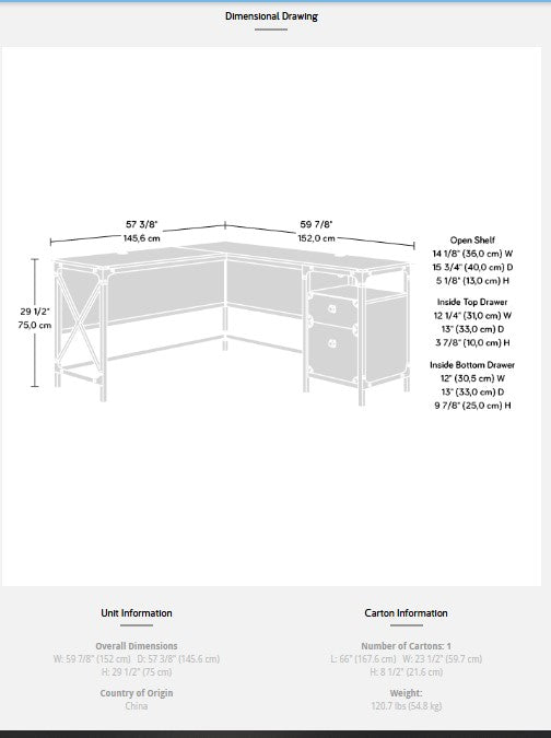 SA425908 RTA Milled Mesquite L-Shaped Desk