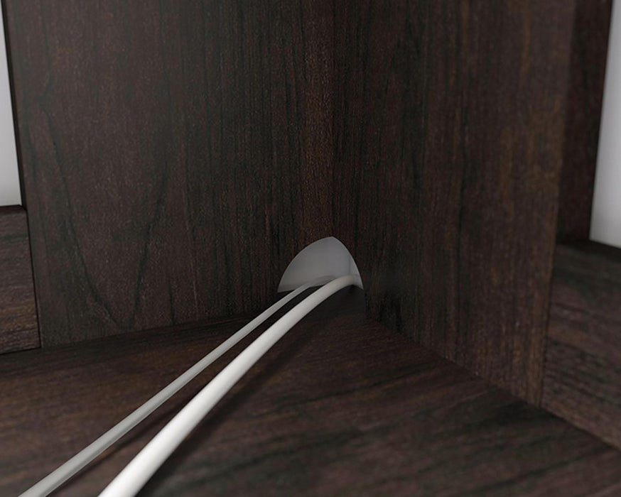 SA429624 RTA Cinnamon Cherry Corner Computer Desk With Hutch & Shelves