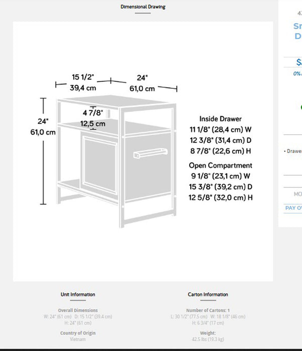 SA430263 RTA Barrel Oak Side Table / Nightstand