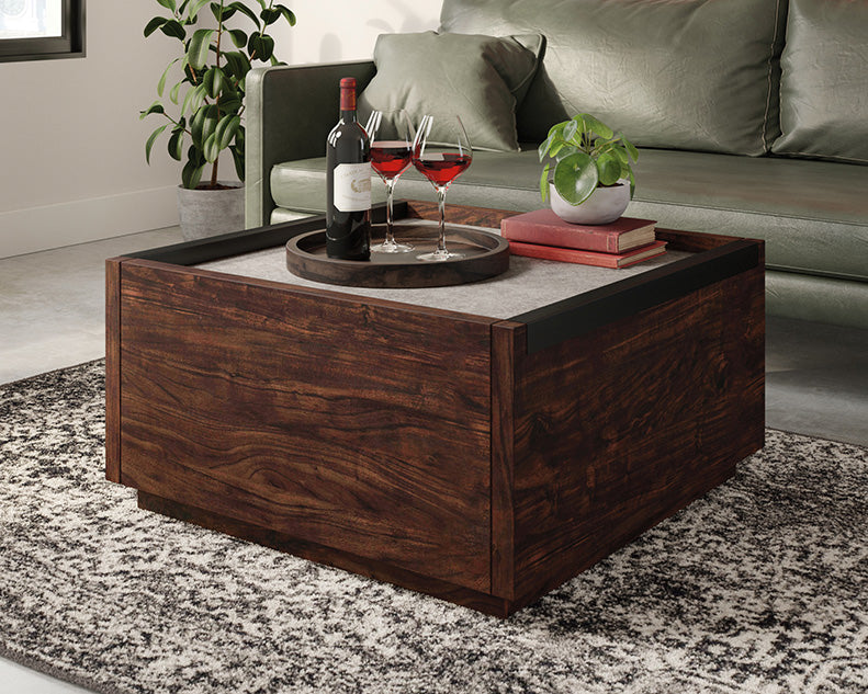 SA430360 RTA Rich Walnut W/ Slate Grey 2-Drawer Coffee Table