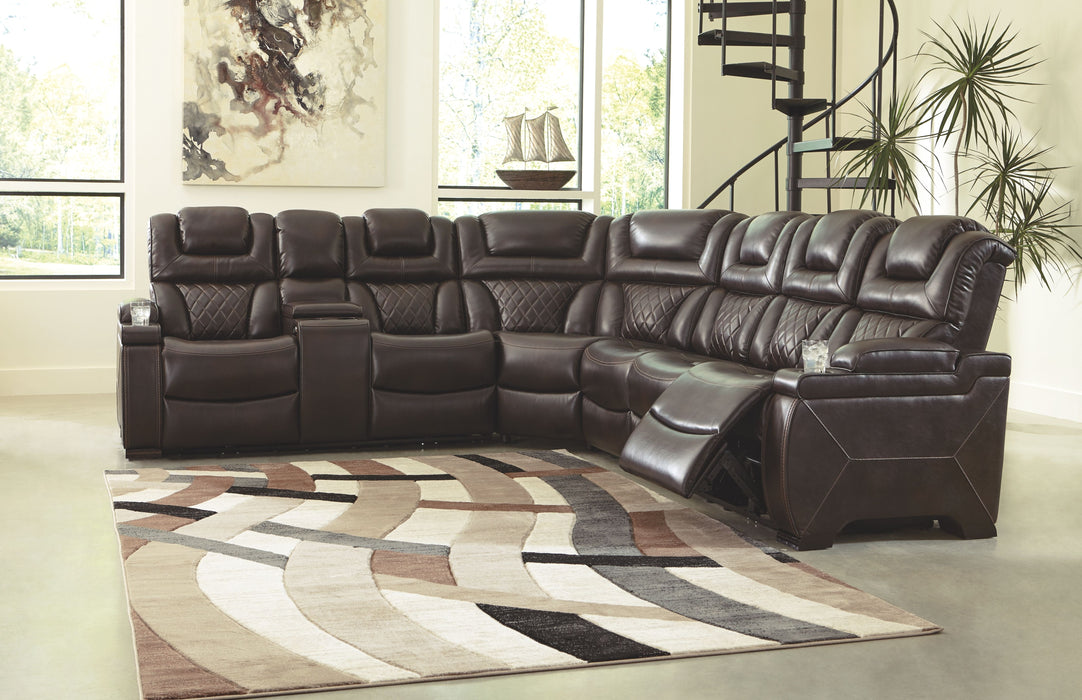 Warnerton - Chocolate - Left Arm Facing Power Loveseat With Console 3 Pc Sectional