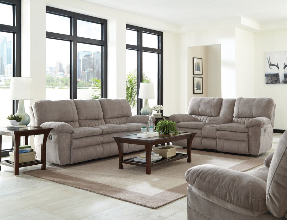 Reyes Tan or Grey Reclining Sofa and Console Loveseat
