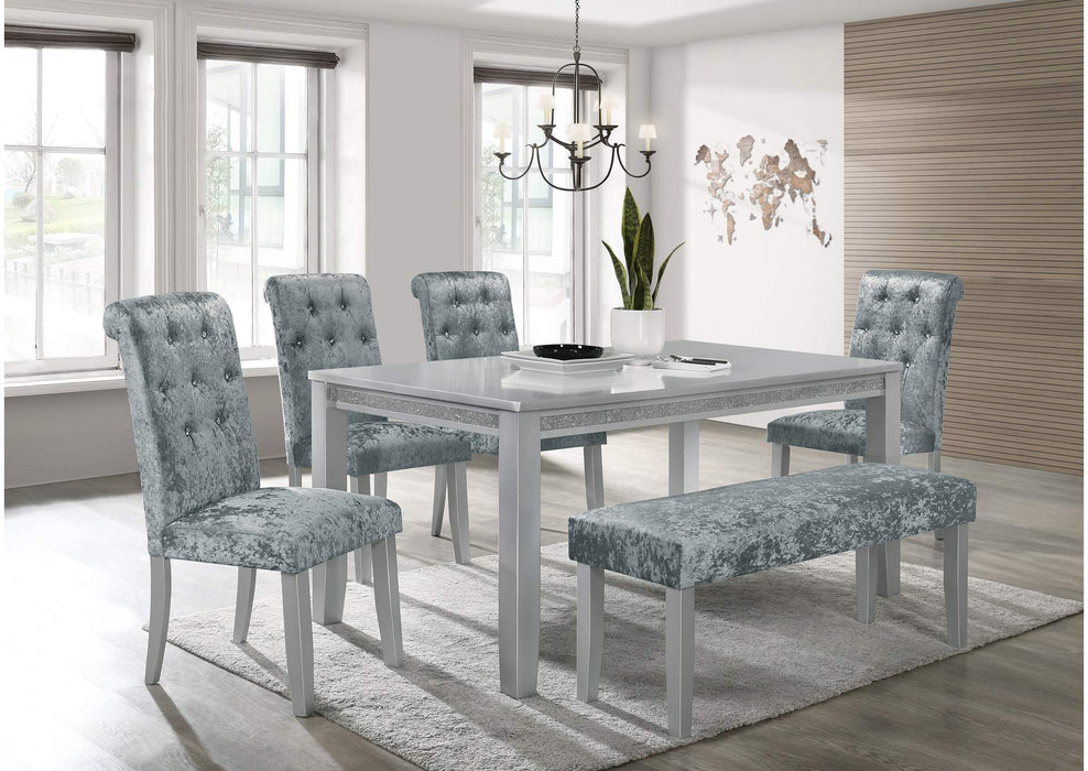 Vela Metallic Silver Dining Sets by Crown Mark