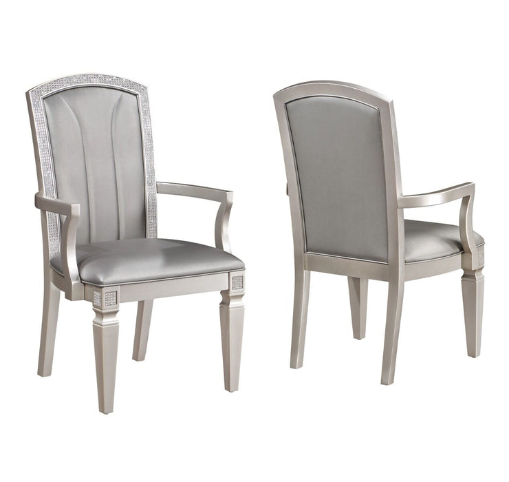 Klina Silver Metallic Dining Sets with Leg Table by Crown Mark