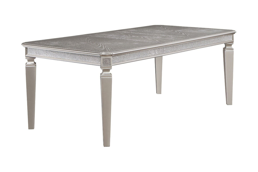 Klina Silver Metallic Dining Sets with Leg Table by Crown Mark