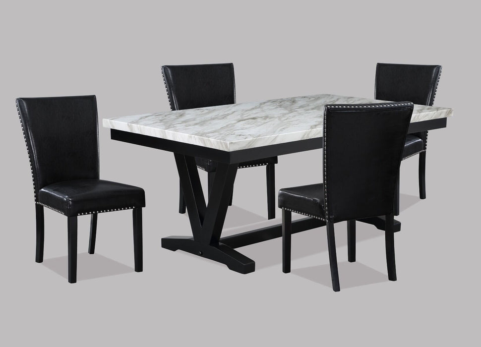 Tanner Black & Faux Marble Dining Sets by Crown Mark