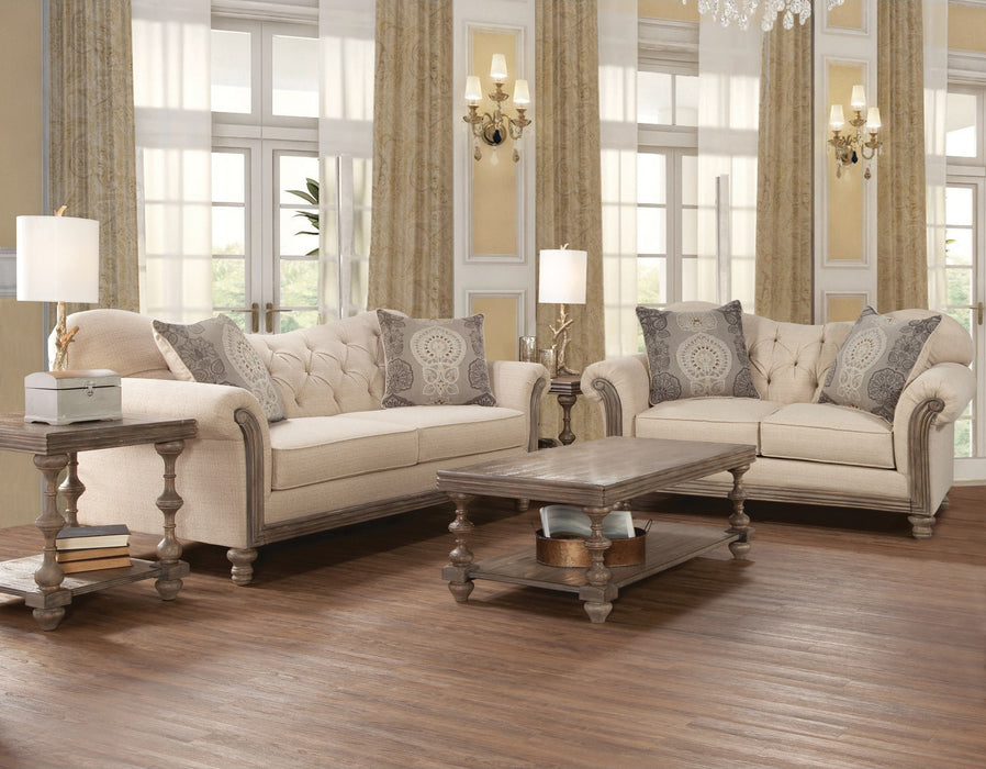 New Siam Parchment Sofa and Love Seat Set 8725