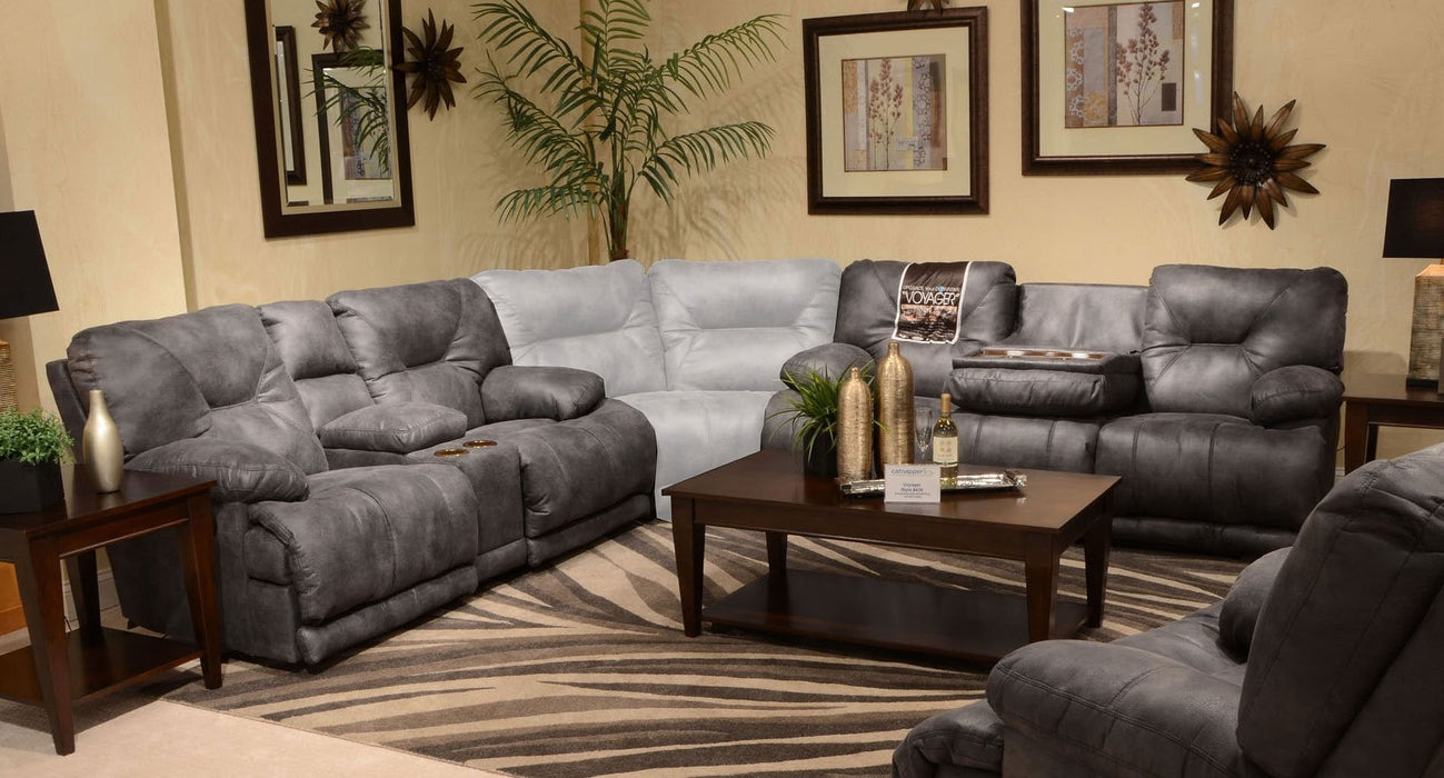 Voyager Slate Triple Reclining Sofa and Console Loveseat Set