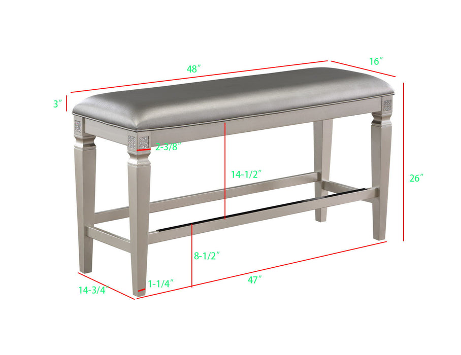 Klina - Counter Height Bench - Pearl Silver